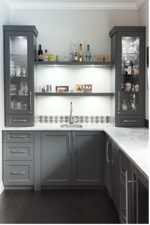 kitchen space dark grey custom cabinets